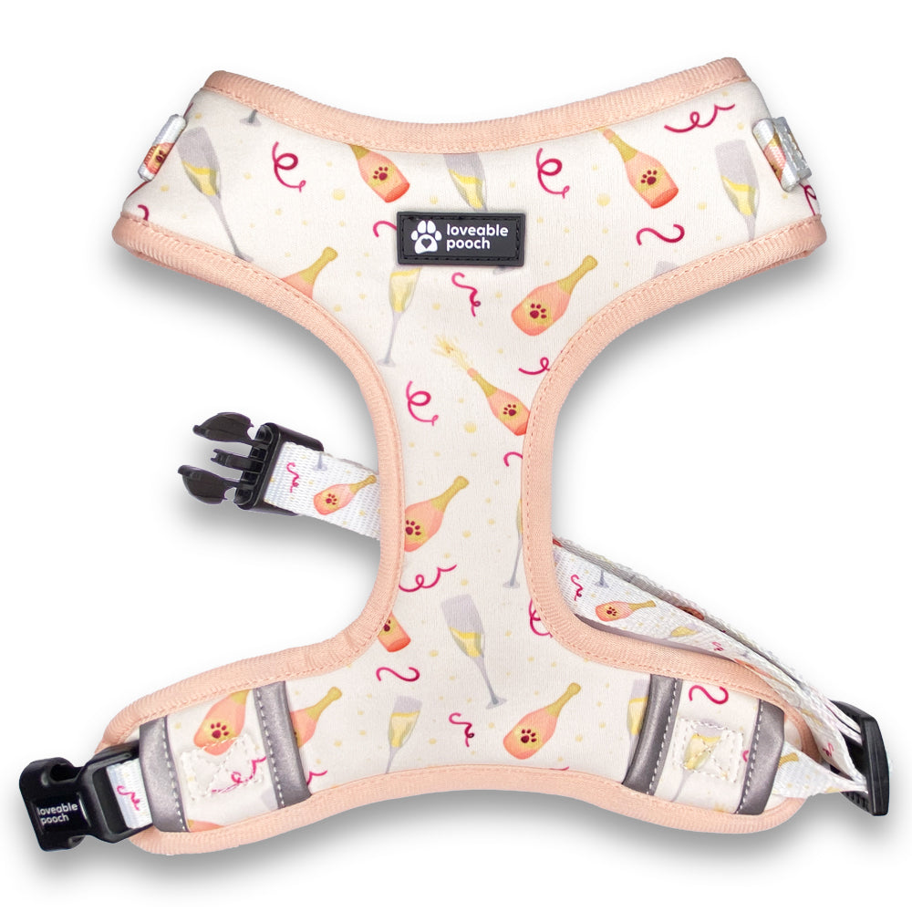 Front view of Loveable Pooch's Rosé All Day Collection Adjustable Dog Harness